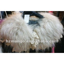 Latest fashion fur scarf with lace decorate